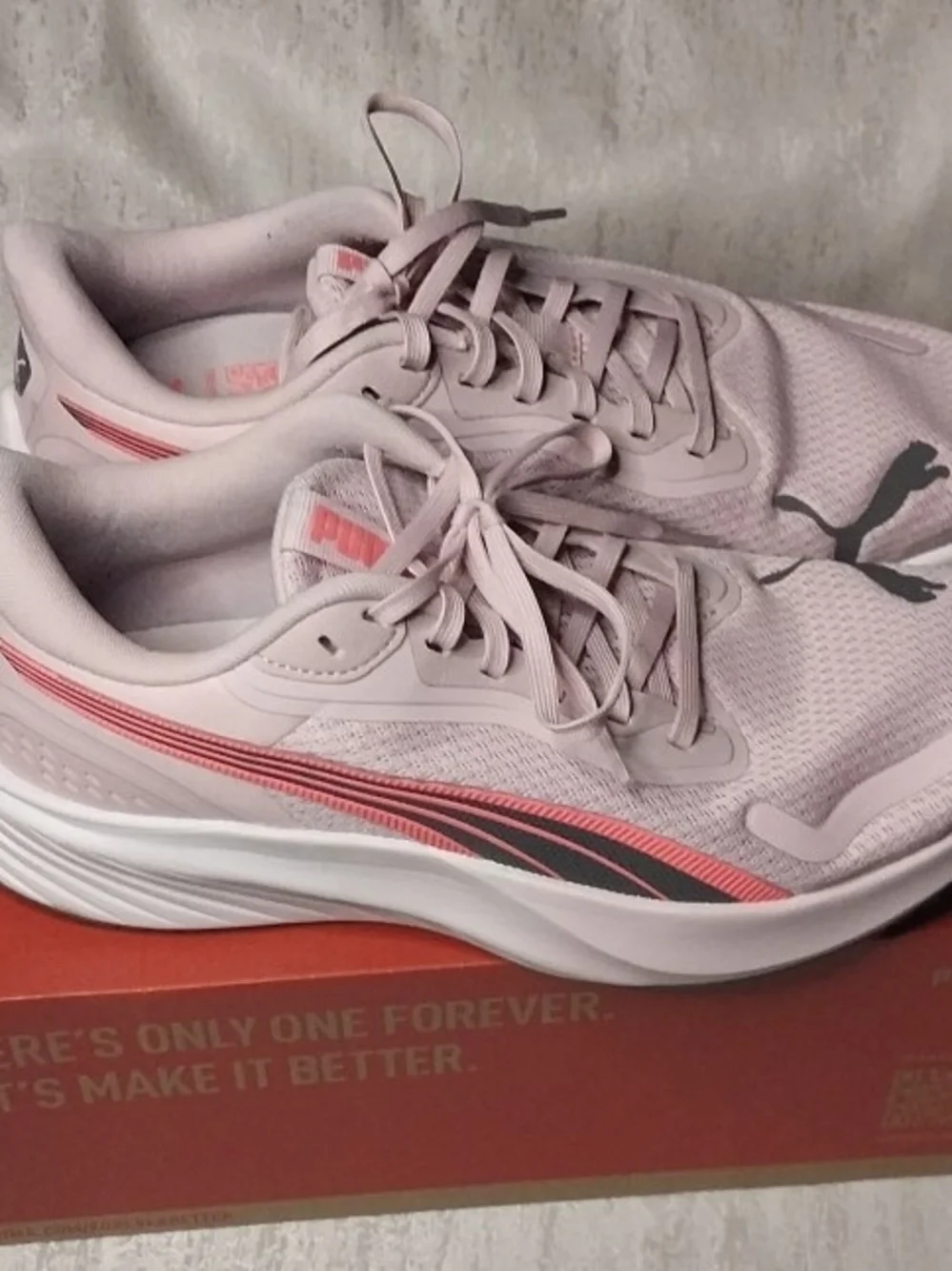 Puma Women's 9.5 Light Pink Athletic Sneakers with Coral & Charcoal Accents